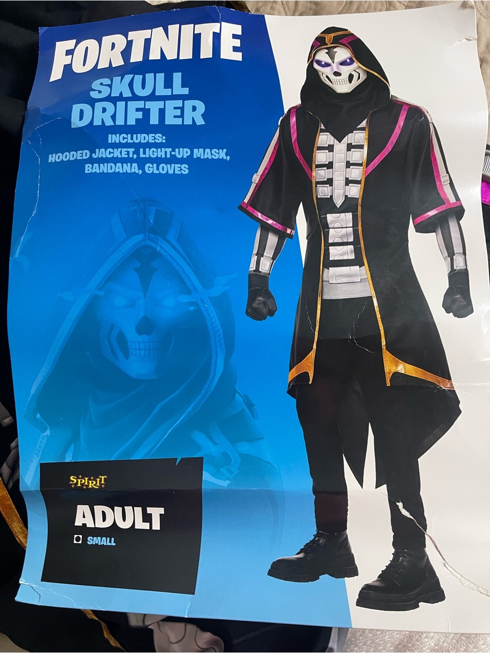 Fortnite Skull Drifter Adult small Costume complete and in great condition